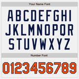 Custom White Orange Pinstripe Navy Authentic Two Tone Baseball Jersey