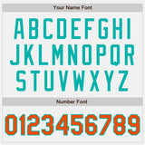 Custom White Orange Pinstripe Aqua Authentic Two Tone Baseball Jersey