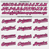 Custom White Pink Pinstripe Black Authentic Two Tone Baseball Jersey