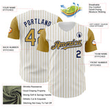 Custom White Old Gold Pinstripe Navy Authentic Two Tone Baseball Jersey