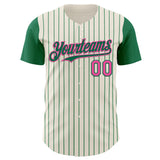 Custom Cream Kelly Green Pinstripe Pink Authentic Two Tone Baseball Jersey
