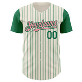 Custom Cream Kelly Green Pinstripe Medium Pink Authentic Two Tone Baseball Jersey