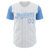 Custom White Light Blue Pinstripe Light Blue Authentic Two Tone Baseball Jersey