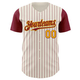Custom Cream Crimson Pinstripe Gold Authentic Two Tone Baseball Jersey