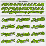 Custom White Neon Green Pinstripe Black Authentic Two Tone Baseball Jersey