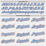 Custom White Electric Blue Pinstripe Orange Authentic Two Tone Baseball Jersey