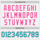 Custom White Aqua Pinstripe Pink Authentic Two Tone Baseball Jersey