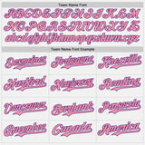 Custom White Medium Pink Pinstripe Purple Authentic Two Tone Baseball Jersey