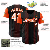 Custom Black Orange Pinstripe White Authentic Two Tone Baseball Jersey