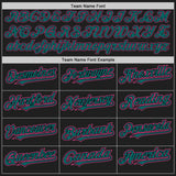 Custom Black Teal Pinstripe Pink Authentic Two Tone Baseball Jersey