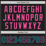 Custom Black Teal Pinstripe Pink Authentic Two Tone Baseball Jersey