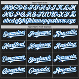 Custom Black Electric Blue Pinstripe White Authentic Two Tone Baseball Jersey