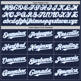 Custom Navy Light Blue Pinstripe White Authentic Two Tone Baseball Jersey