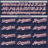 Custom Navy Crimson Pinstripe White Authentic Two Tone Baseball Jersey