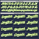 Custom Navy Neon Green Pinstripe White Authentic Two Tone Baseball Jersey