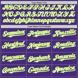 Custom Purple Neon Green Pinstripe White Authentic Two Tone Baseball Jersey