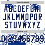 Custom White Navy Splatter Camo Two Tone Authentic Baseball Jersey