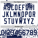 Custom White Navy-Yellow Splatter Camo Two Tone Authentic Baseball Jersey