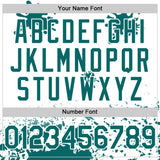 Custom White Teal-Black Splatter Camo Two Tone Authentic Baseball Jersey