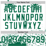 Custom White Kelly Green Pink-Black Splatter Camo Two Tone Authentic Baseball Jersey