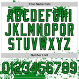 Custom White Grass Green Black Red-Yellow Splatter Camo Two Tone Authentic Baseball Jersey