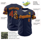 Custom Navy Crimson-Gold Digital Camo Two Tone Authentic Baseball Jersey