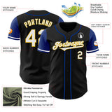 Custom Black White Royal-Yellow Two Tone Authentic Baseball Jersey