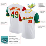 Custom White Red Kelly Green-Yellow Gradient Two Tone Performance T-Shirt