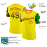 Custom Light Yellow Old Gold Grass Green-Orange Gradient Two Tone Performance T-Shirt
