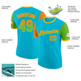 Custom Lakes Blue Bay Orange Aurora Green-Yellow Gradient Two Tone Performance T-Shirt