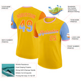 Custom Yellow Bay Orange Light Blue-Light Pink Gradient Two Tone Performance T-Shirt