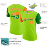 Custom Neon Green Bay Orange Grass Green-Light Pink Gradient Two Tone Performance T-Shirt