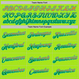 Custom Neon Green Bay Orange Grass Green-Lakes Blue Gradient Two Tone Performance T-Shirt