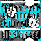 Custom Black Aqua-White Geometric Shape Sublimation Volleyball Uniform Jersey