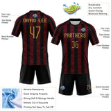 Custom Black Old Gold-Red Abstract Shape Sublimation Volleyball Uniform Jersey