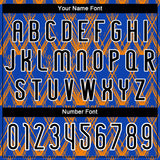 Custom Thunder Blue Black-Bay Orange Abstract Shape Sublimation Volleyball Uniform Jersey