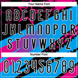 Custom Black Sky Blue-Pink Geometric Shape And Splash Sublimation Volleyball Uniform Jersey