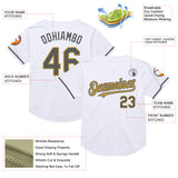 Custom White Steel Gray-Old Gold Mesh Authentic Throwback Baseball Jersey