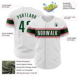 Custom White Green-Medium Pink Authentic Baseball Jersey