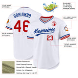 Custom White Red-Royal Authentic Throwback Baseball Jersey
