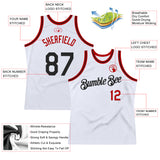 Custom White Black-Red Authentic Throwback Basketball Jersey