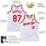 Custom White Red Authentic Throwback Basketball Jersey