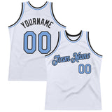 Custom White Light Blue-Black Authentic Throwback Basketball Jersey