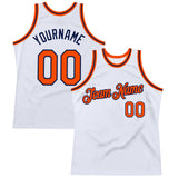 Custom White Orange-Navy Authentic Throwback Basketball Jersey