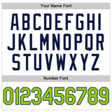 Custom White Neon Green-Navy Authentic Throwback Basketball Jersey