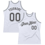 Custom White Steel Gray-Gray Authentic Throwback Basketball Jersey