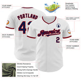 Custom White Navy-Red Authentic Baseball Jersey