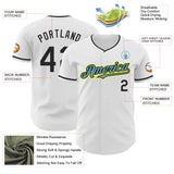 Custom White Black Shadow Blue-Light Yellow Authentic Baseball Jersey