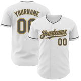 Custom White Steel Gray-Old Gold Authentic Baseball Jersey