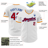 Custom White Red Royal-Gold Authentic Baseball Jersey